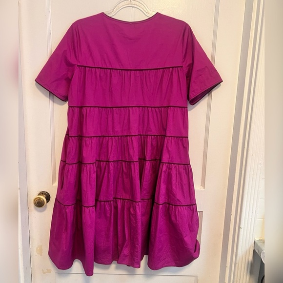 Staud purple midi cotton tiered dress with pockets $285 Size M LIKE NEW - Picture 5 of 5